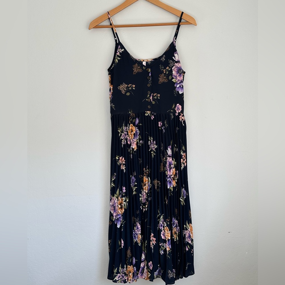 Xhilaration Black Maxi Dress with Purple & Peach Floral Print